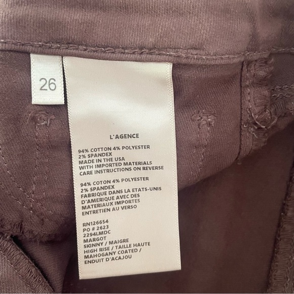 L'Agence Margot High Rise Mahogany Coated Skinny Jeans 37564 - Picture 11 of 13